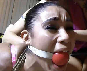 Ball-gagged splendid bi-atch abased by her steaming dominatrix